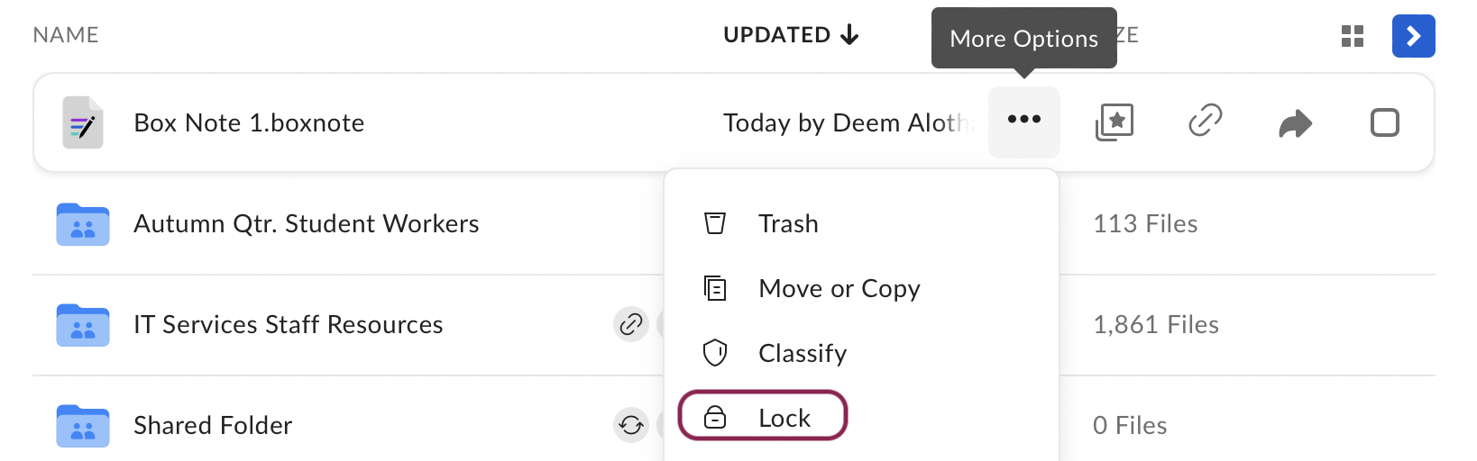 more options file menu