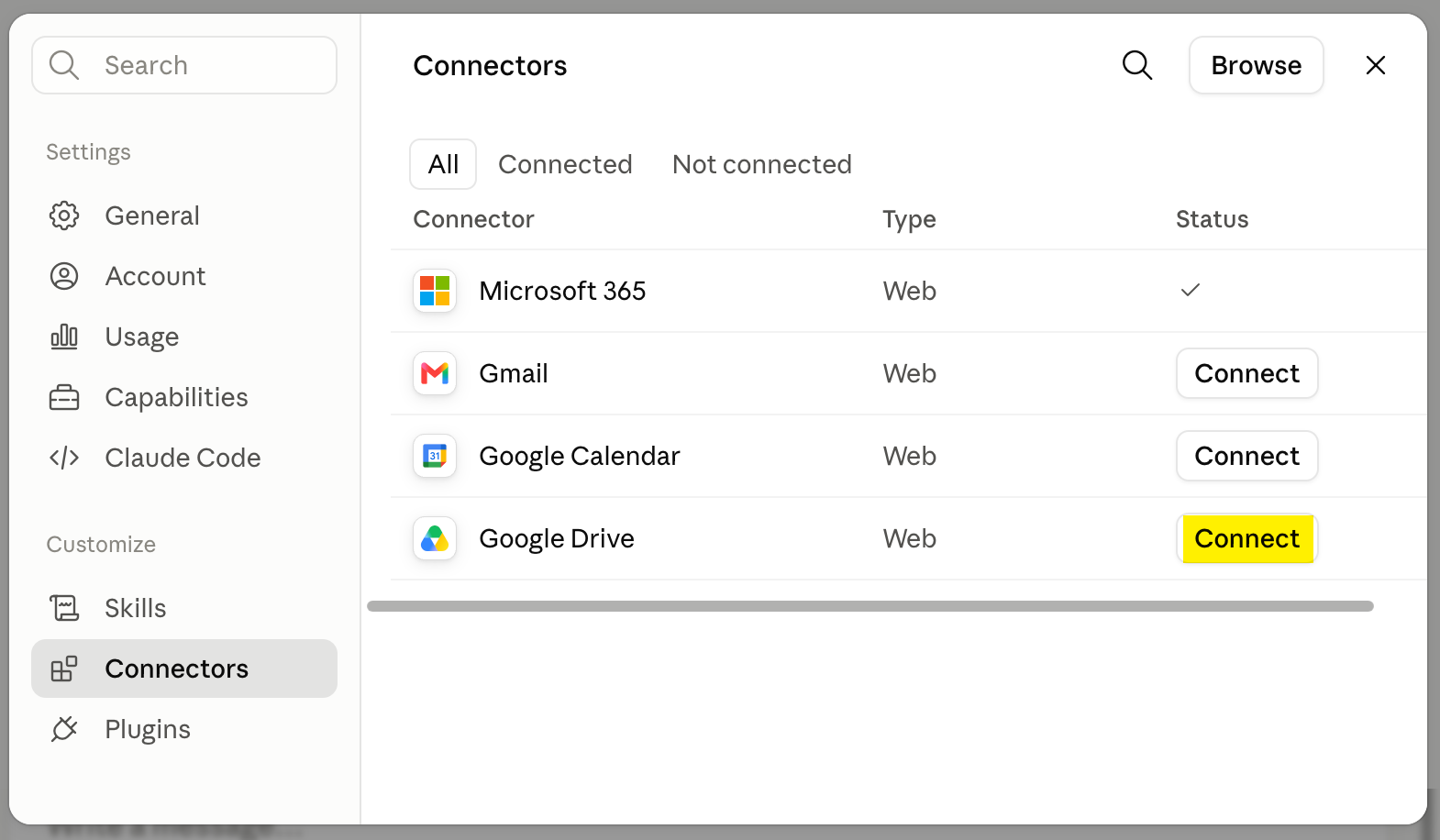 Claude connect google drive button claude-connectgdrive.png