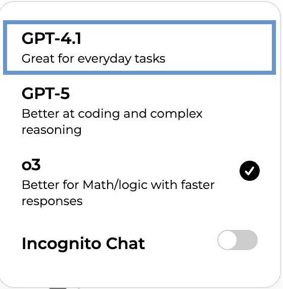 dropdown options