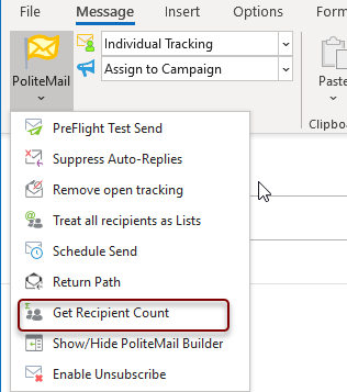 Get recipient count option