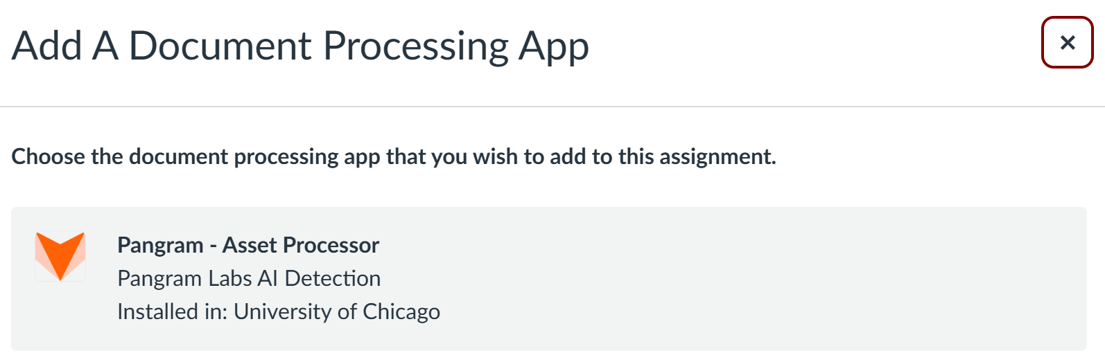 Document Processing App Dialog Box