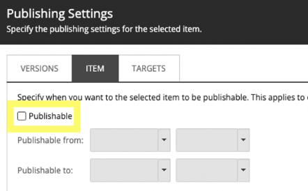 Uncheck Publish Box