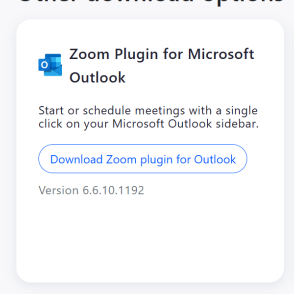 Zoom Outlook Plugin Download Button