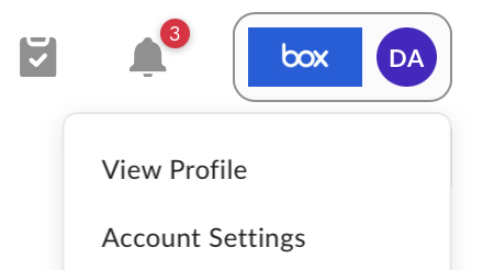 select your initials for account settings