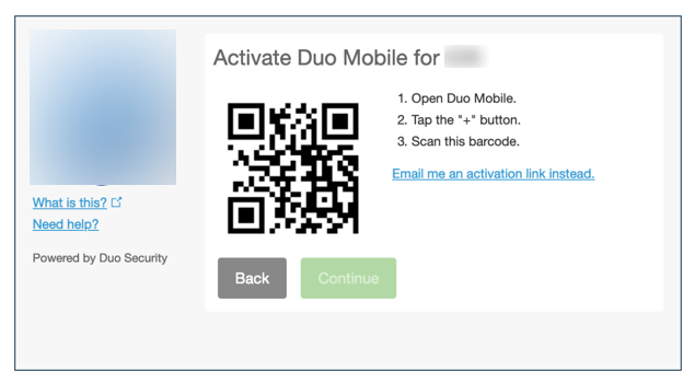 Duo Mobile activation page