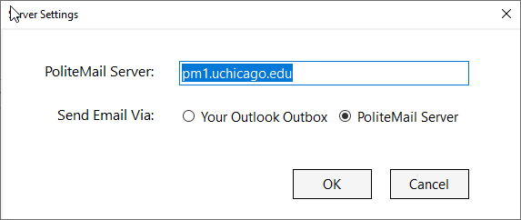 Server Settings Option Window