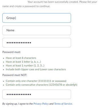 Password Selection Menu