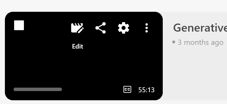 Panopto edit icon on video thumbnail