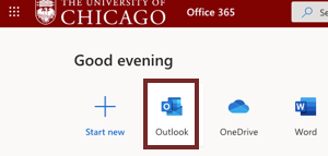 Outlook option selected