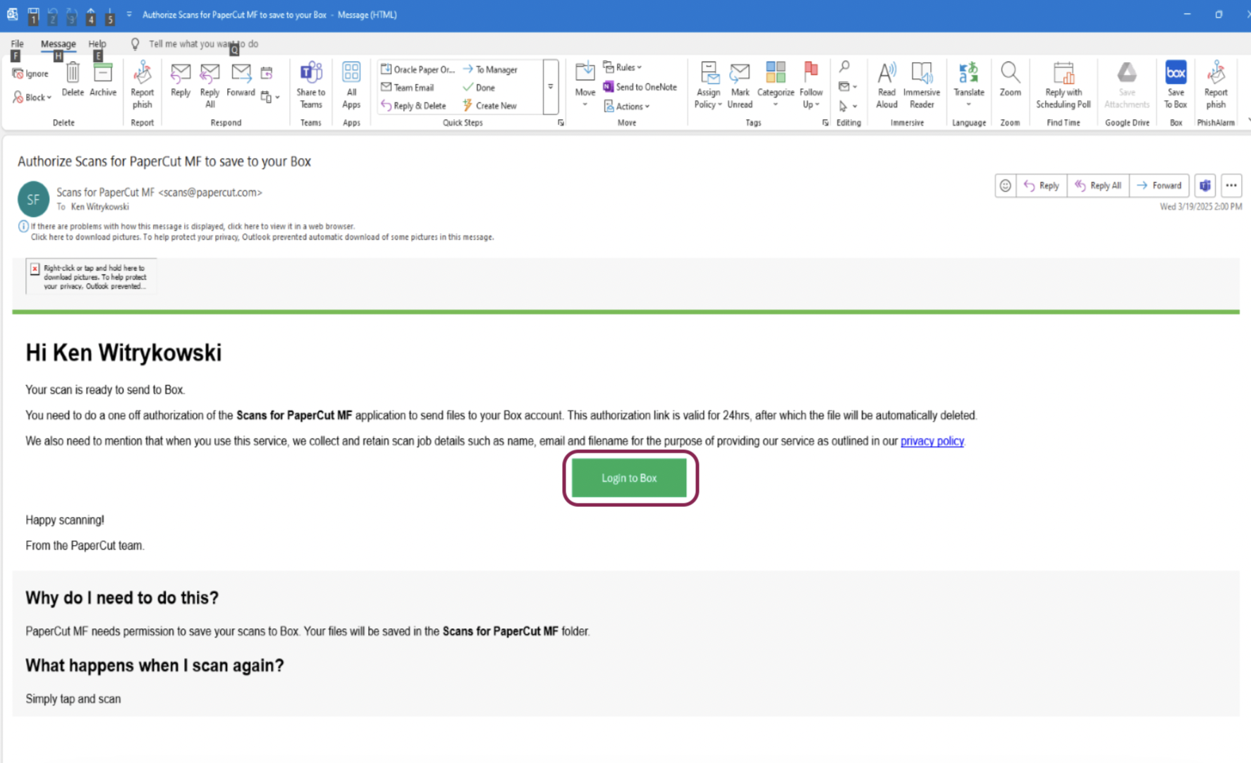 Box login email notification