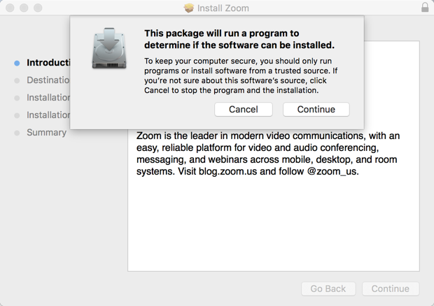 Secure install warning pop-up