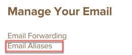 Email aliases option highlighted
