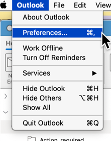 Screenshot of Outlook preferences option