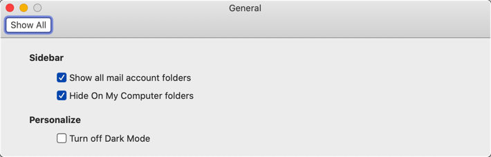 Screen to remove mailbox options