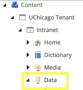 Sitecore content tree Data folder 