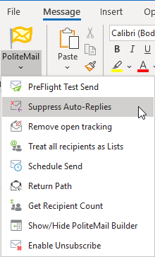 Message Drop-Down Menu to Select Suppress Auto-Replies