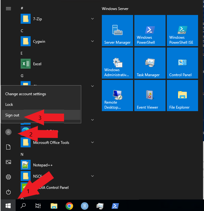 Screenshot of Sign Out buttons