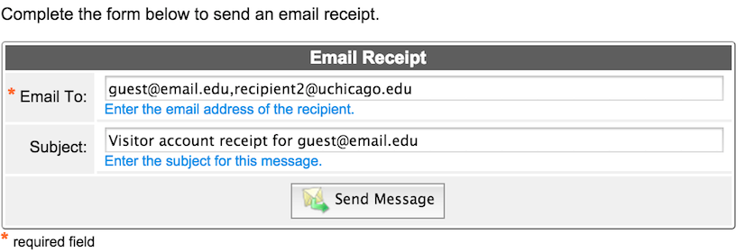 Email Receipt Option for Create New Guest Account Confirmation