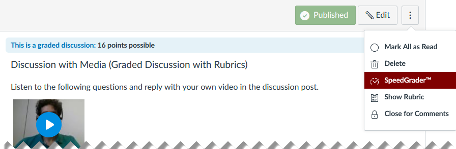 Select SpeedGrader from Options