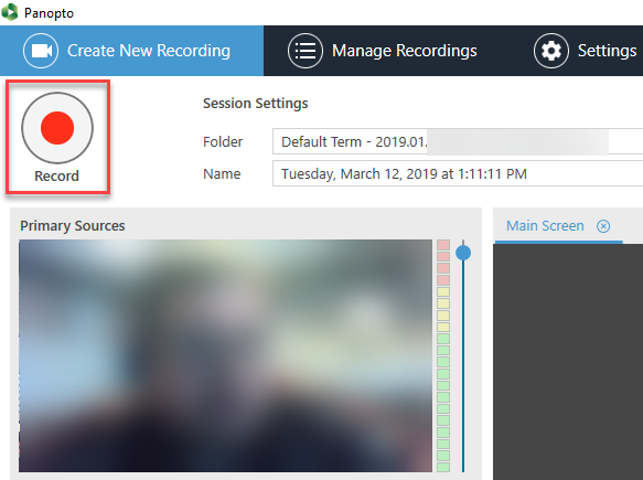 Record Button in Panopto Recorder