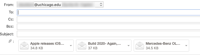 Screenshot of Attachments to Email