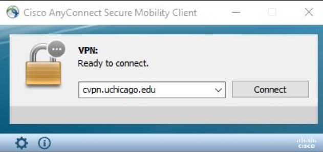 Connect to cVPN client screen