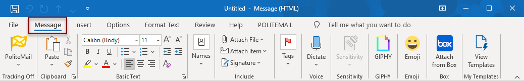 Message Option on Politemail