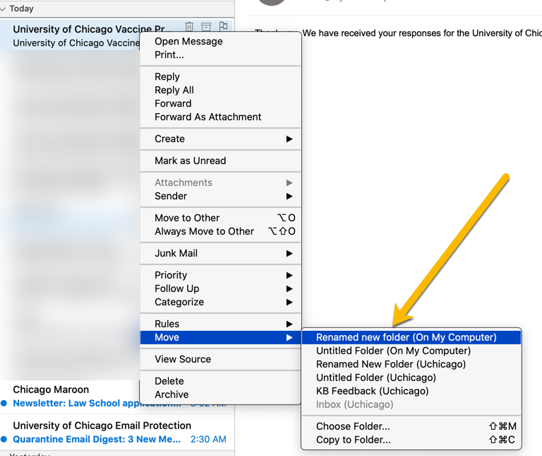Move to New Folder Option