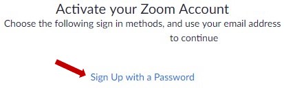 Sign up with a Password