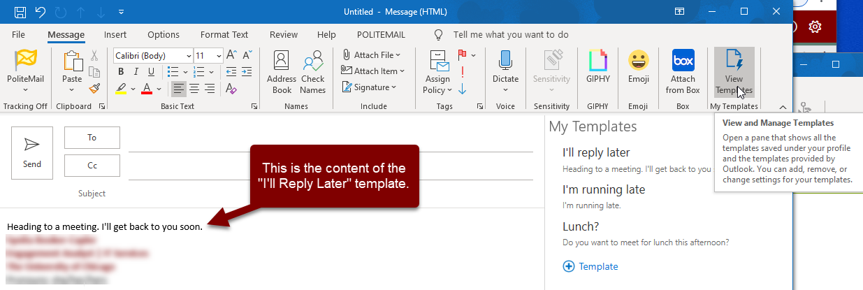 Select Templates Options