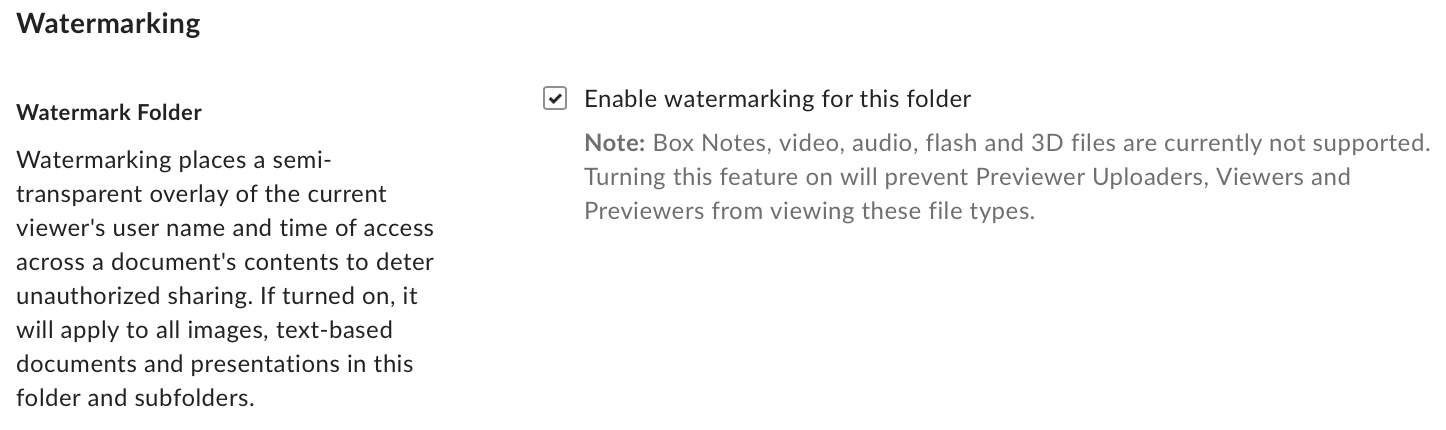 enable watermarking on a folder
