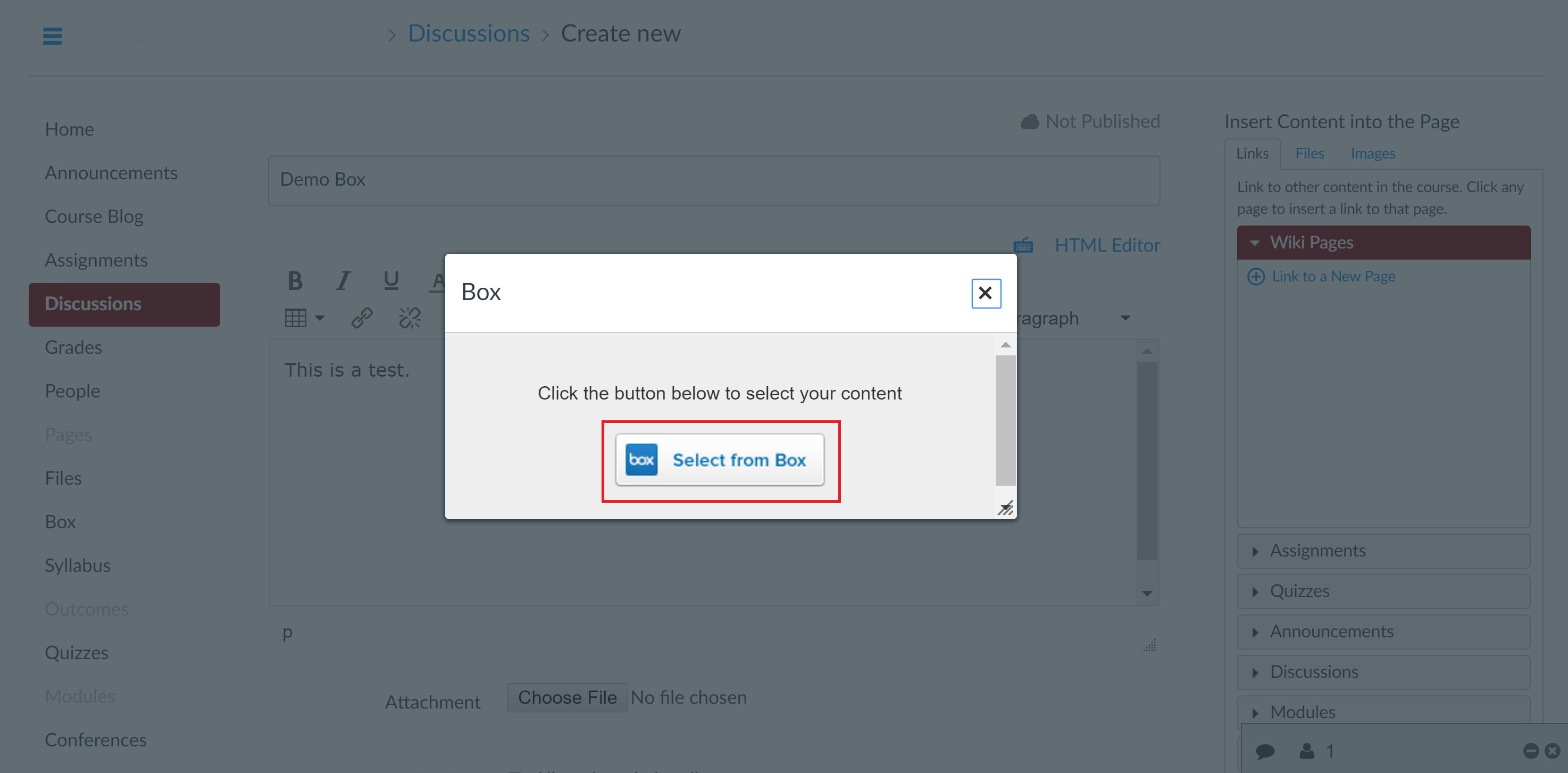 Select From Box Link
