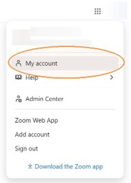 Select My Account From the Profile Icon Dropdown Menu
