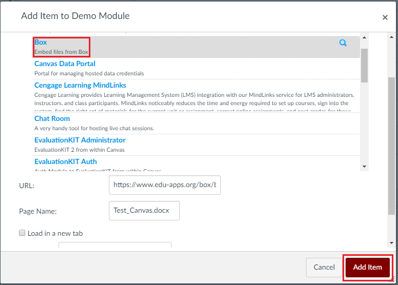 Name and Add Item to Module