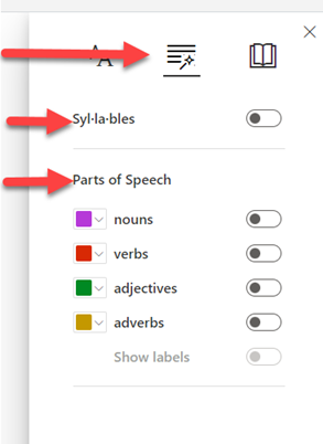 The Grammar Tools drop down menu