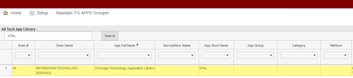 View of application list