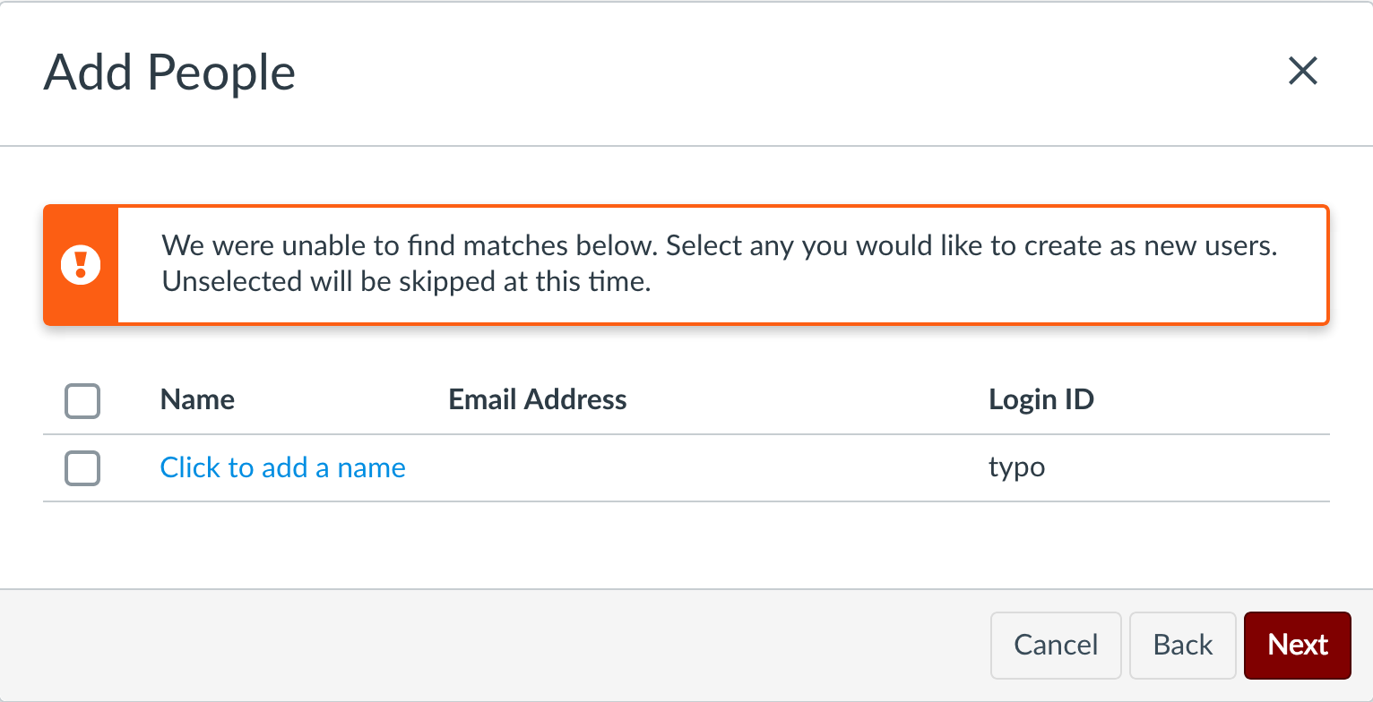 Error when adding people