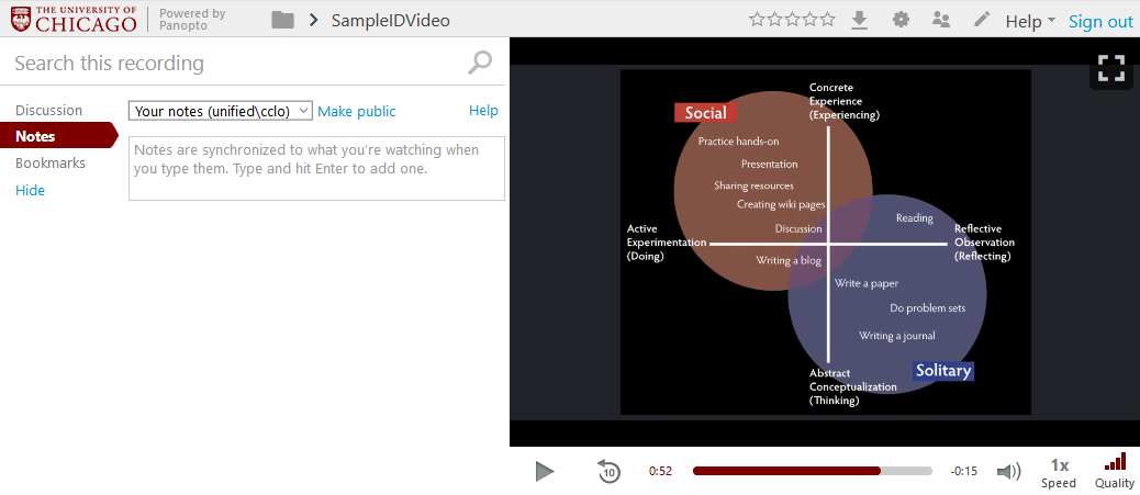 Choose Notes in Panopto