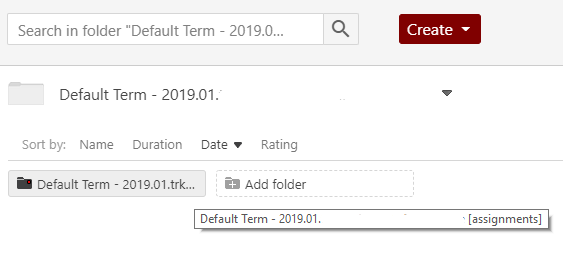 Assignments folder in Panopto