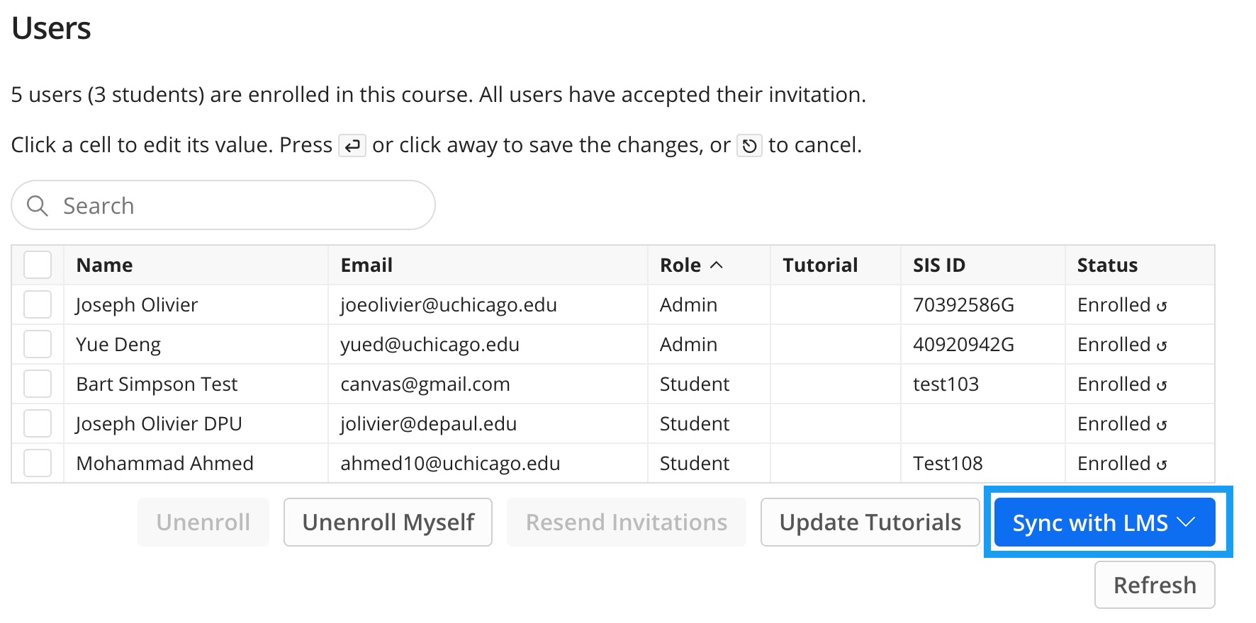 Screenshot of Users section in Ed Discussion settings