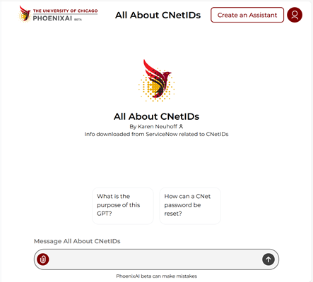 PhoenixAI assistant page PhoenixAI assistant page