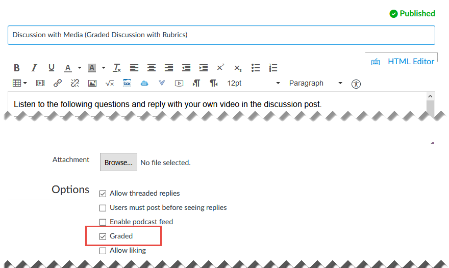 Choose Graded under Options