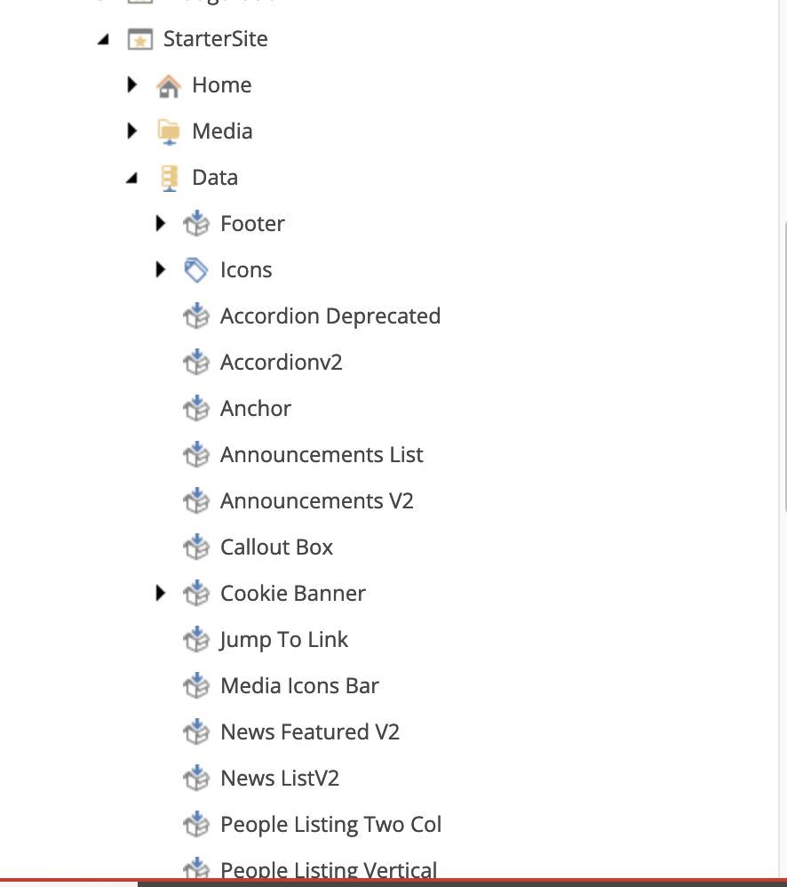 Sitecore starter site content tree 