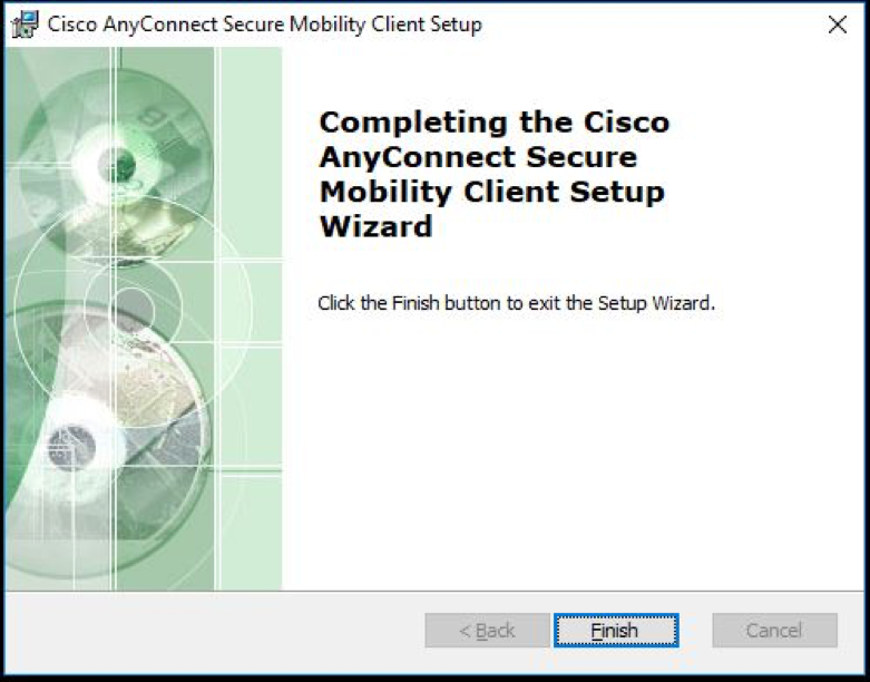 AnyConnect Setup Completion Screen