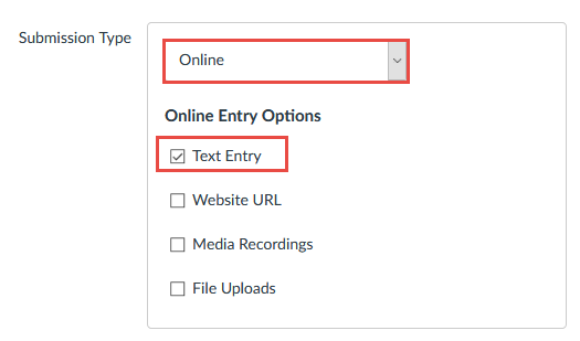Choose Online Submission and Text Entry