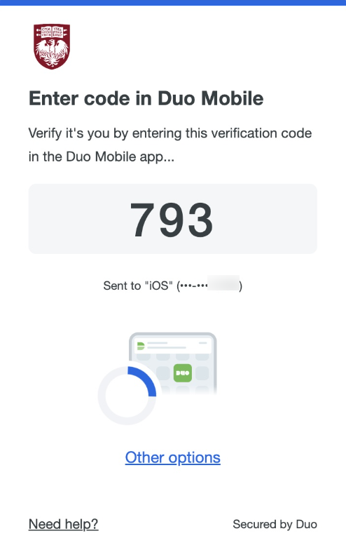 Enter Duo 3 digit code