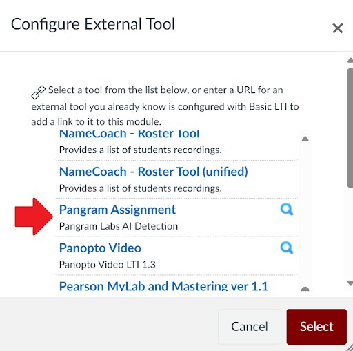List of External Tools with Pangram Indicated