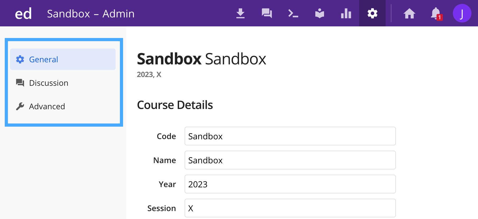 Screenshot of Ed Discussion interface with secondary navigation menu for highlighted