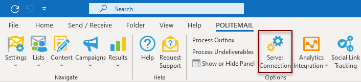 Server Connection Option Button