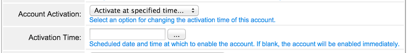 Activate at a Specified Time Option on Create New Guest Account Page